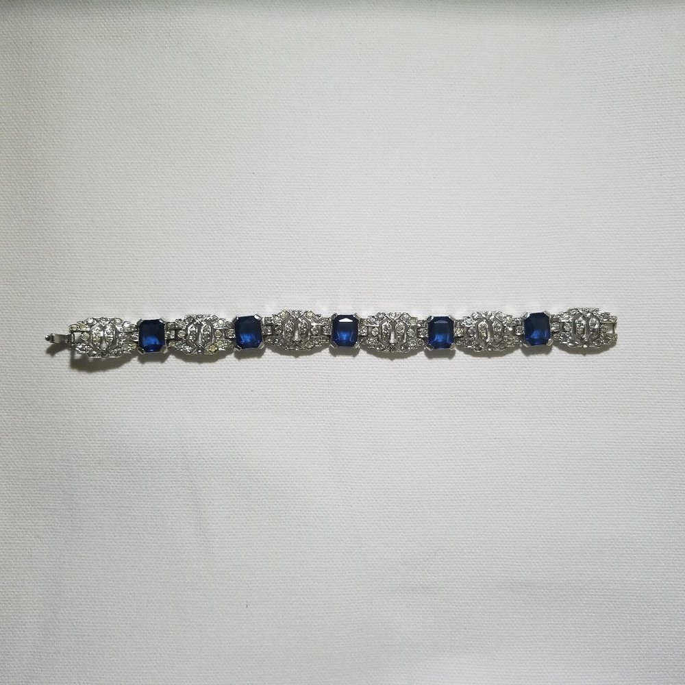 1930s Trifari KTF Faux Sapphire / Diamond Bracelet